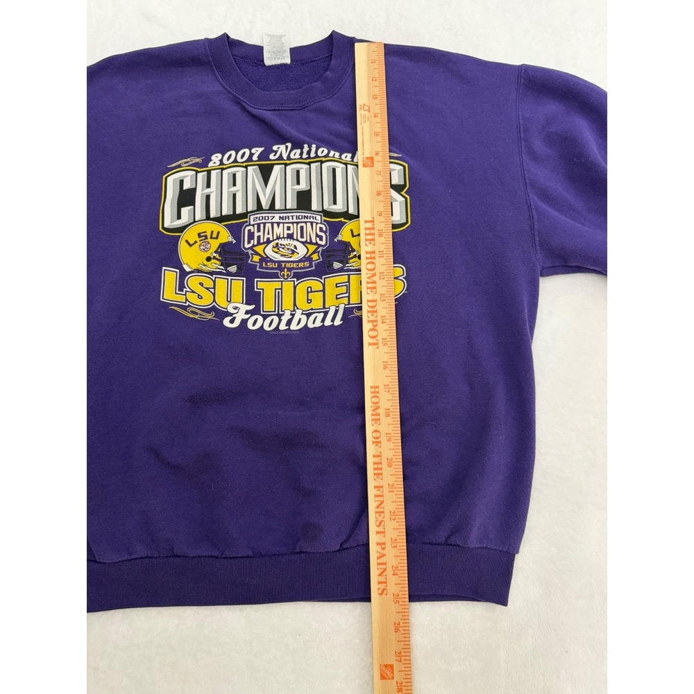 Vintage LSU Tigers Sweatshirt L Jerzees 2007 National Champions Football Purple - Picture 6 of 6